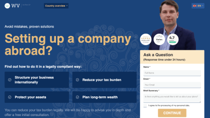 W-V Law Firm international tax blog website screenshot