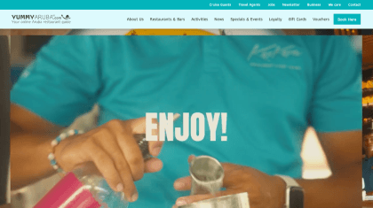Yummy Aruba restaurant directory website screenshot