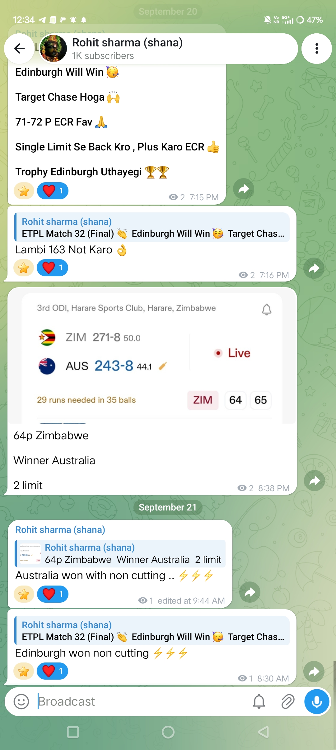Recent cricket match analysis